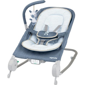 ingenuity Babywippe Happy Belly™ Rock-to-Bounce Massage Seat - Chambray, mit Melodien und Geräuschen