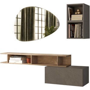 INOSIGN Garderoben-Set INFINITY, 4tlg. Breite 150 cm, Höhe variabel, moderne Garderobe, (Spar-Set, 4-St), (Hängeschrank, Wandregal, Würfelregal 2er Set, Spiegel) Diele, Flur