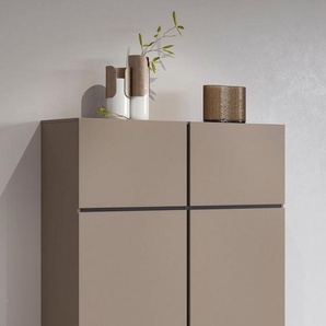 INOSIGN Highboard Cross, moderne grifflose Hochkommode mit 4 Türen,Türkommode, Hochschrank, Höhe 139 cm mit viel Stauraum, Einlegeböden verstellbar