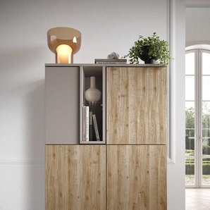 INOSIGN Highboard Gent Höhe 150 cm, Kommode mit 4 Türen u. 2 offenen Fächern, Sideboard, Schrank, Push-to-open Funktion