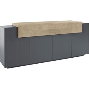 INOSIGN Sideboard Coro, Kommode, Schrank, Kredenz, grifflos mit Einlegeböden, 1 klappe,4 Türen, Doppeltiefe, B/T/H 200x45x85,6cm