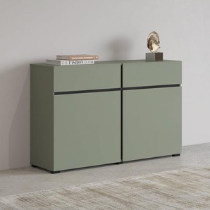 INOSIGN Sideboard Cross,Breite 119,5 cm, moderne grifflose Kommode,2 Türen/2 Schubkästen, Schubladenschrank,Anrichte mit viel Stauraum, Einlegeböden verstellbar