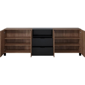 INOSIGN Sideboard Kriens, Anrichte Eiche, hellbraun / schwarz matt, Breite 227 cm, Höhe 78 cm