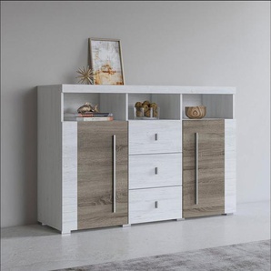 INOSIGN Sideboard Roger,Breite 132cm, stilvolle Schrank, 2 Holztüren 3 Schubladen, Kommode mit viel Stauraum, Einlegeböden verstellbar