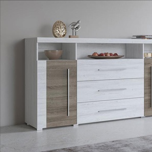 INOSIGN Sideboard Roger,Breite 182cm, stilvolle Schrank, 2 Holztüren 3 Schubladen, Kommode mit viel Stauraum, Einlegeböden verstellbar