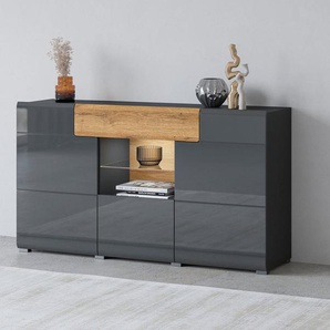 INOSIGN Sideboard Toledo,Breite 159cm,moderne Anrichte mit dekorative Fräsungen,grifflos, Kommode viel Stauraum, Einlegeböden verstellbar,ohne Beleuchtung