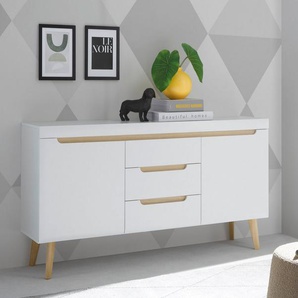 INOSIGN Sideboard Torge, Anrichte, Kommode, Schubladenschrank (1 St), abgeschrägte Füße, drei Farben, Scandi Design, 160 cm breit