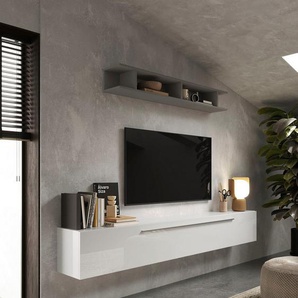 INOSIGN TV-Wand INFINITY, 2tlg. Breite 210 cm, Höhe variabel, Wohnwand, (Spar-Set, 2-St), (Lowboard hängend mit Metallgriff, Wandregal)