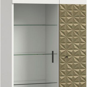 INOSIGN Vitrine Vicenza, Höhe 195 cm, Ornamentabsetzung, 2 Türen, 9 Fächer 3 Glaseinlegeböden, Vitrinenschrank, Schrank, Hochschrank, Wohnschrank