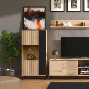 INOSIGN Wohnwand Avignon, inkl. Highboard, TV-Board, Standregal und Wandregal, (Komplett-Set, 4-St), 263 cm, Trendfarben, mit dekorativen schwarzen Streifen, TV bis 58