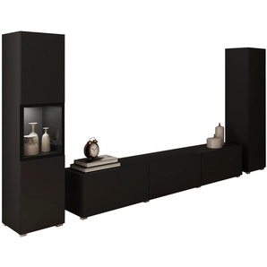 INOSIGN Wohnwand BERLIN III, (Komplett-Set, 3-St), moderne grifflose Mediawand Breite 260 cm, Vitrine mit Verglasung