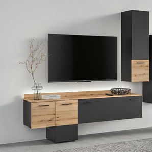 INOSIGN Wohnwand Laport, Breite 247 cm, inkl. 1 Lowboard mit indirekter Beleuchtung &, (3-St), 2 Hängeschränken, TV-Wand, TV-Möbel, Mediawand, Wohnkombination