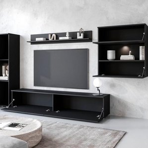 INOSIGN Wohnwand PARIS, (Komplett-Set, 4-St), TV-Wand 300cm breite, grifflose Design, stehend und hängend montierbar