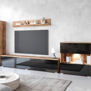 INOSIGN Wohnwand PARIS, (Komplett-Set, 4-St), TV-Wand 300cm breite, grifflose Design, stehend und hängend montierbar