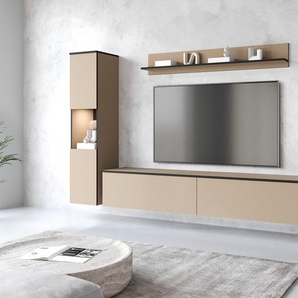 INOSIGN Wohnwand PARIS, (Komplett-Set, 3-St), TV-Wand 220cm breite, grifflose Design, stehend und hängend montierbar