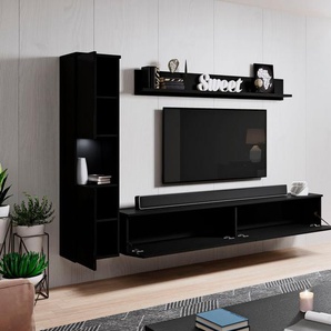 INOSIGN Wohnwand PARIS, (Komplett-Set, 3-St), TV-Wand 220cm breite, grifflose Design, stehend und hängend montierbar