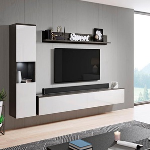 INOSIGN Wohnwand PARIS, (Komplett-Set, 3-St), TV-Wand 220cm breite, grifflose Design, stehend und hängend montierbar