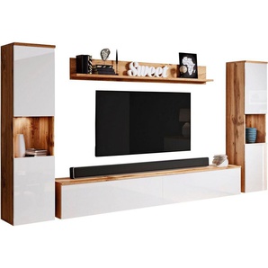 INOSIGN Wohnwand PARIS, (Komplett-Set, 4-St), TV-Wand 260cm breite, grifflose Design, stehend und hängend montierbar