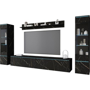 INOSIGN Wohnwand VERA II, (Komplett-Set, 4-St), Mediawand 260 cm, Vitrine mit Verglasung, stehend und hängend