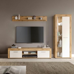 INOSIGN Wohnzimmer-Set Aosta, Breite 235cm, bestehend aus Lowboard, Wandboard, Vitrine, (3-St), Wohnwand, Kombination, Anbauwand, Möbel Set, Schrankwand, Möbel Kombi