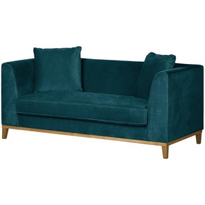 Sofa 2-Sitzer Samt Blau Bezug: Samtstoff Füße: Massivholz Eiche, geölt 180 x 79 x 82cm Skandi Eiche