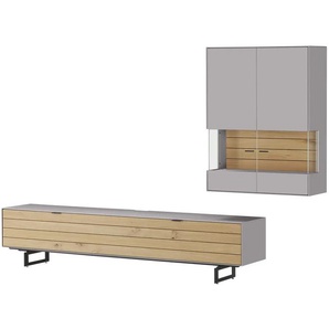 Jette Home Wohnkombination Como - grau - Materialmix - 287 cm - 200 cm - 46 cm | Möbel Kraft