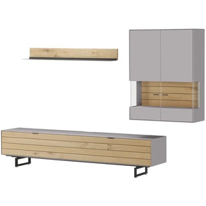 Jette Home Wohnkombination Como - grau - Materialmix - 287 cm - 200 cm - 46 cm | Möbel Kraft