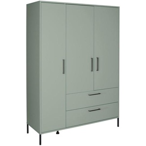 Jimmylee Babykleiderschrank Mia, Grün, Metall, 6 Fächer, 3 Schubladen, 139x195x51 cm, DIN EN ISO 9001, Beimöbel erhältlich, individuell planbar, Babymöbel, Babykleiderschränke