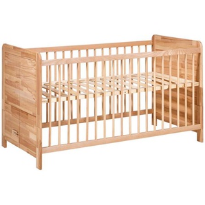 Jimmylee Gitterbett Simone, Natur, Buche, Holz, Holzwerkstoff, Kernbuche, massiv, 70x140 cm, zum Juniorbett umbaubar, höhenverstellbar, Lattenrost inklusive, Schlupfsprossen, Babymöbel, Babybetten, Gitterbetten