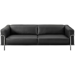 Johann Jakob 3-Sitzer-Sofa Mandia, Schwarz, Leder, Echtleder, Rindleder, 236x67x96 cm, Goldenes M, Dgm, Fußauswahl, Lederauswahl, Stoffauswahl, Hocker erhältlich, Rücken echt, Wohnzimmer, Sofas & Couches, Wohnlandschaften, Ledersofas