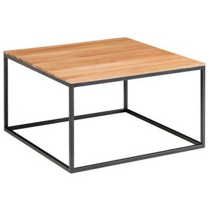 Johann Jakob Couchtisch, Schwarz, Eiche, Holz, Metall, Eiche, massiv, quadratisch, eckig, 70x41.5x70 cm, Wohnzimmer, Wohnzimmertische, Couchtische, Metall-Couchtische