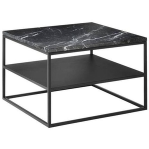 Johann Jakob Couchtisch, Schwarz, Metall, quadratisch, eckig, Flachrohr, 65x41.5x65 cm, offenes Fach, einfacher Aufbau, Wohnzimmer, Wohnzimmertische, Couchtische, Metall-Couchtische