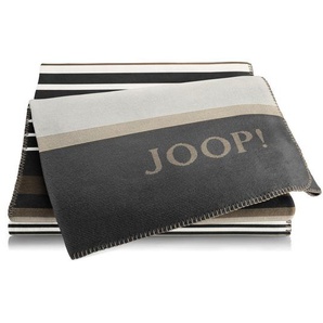 Joop! Wohndecke Lines, Braun, Graphit, Grau, Textil, Streifen, 150x200 cm, Made in Germany, Oeko-Tex® Standard 100, Kettelrand, pflegeleicht, Wohntextilien, Decken, Kuscheldecken