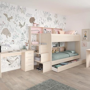 Jugendzimmer-Set PARISOT Bibop Schlafzimmermöbel-Sets Gr. Mit Bettschubkasten, braun (akazienfarben) Baby mit 2 Schreibtischen