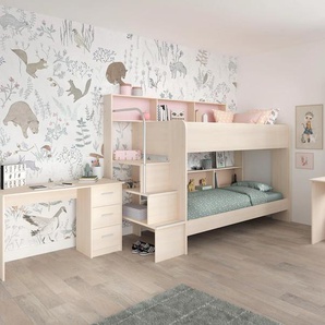 Jugendzimmer-Set PARISOT Bibop Schlafzimmermöbel-Sets Gr. Ohne Bettschubkasten, braun (akazienfarben) Baby mit 2 Schreibtischen