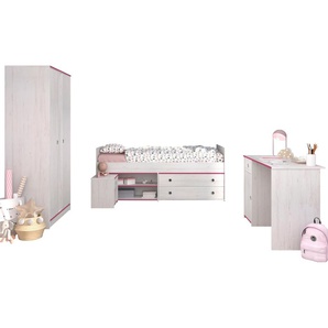 Jugendzimmer-Set PARISOT Smoozy Schlafzimmermöbel-Sets Gr. B/T: 95cm x 203cm, B/H: 90cm x 200cm, weiß Baby