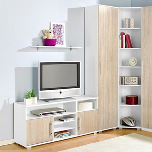 Jugendzimmer-Set PRIESS Schlafzimmermöbel-Sets Gr. mit 1-trg. Kleiderschrank, weiß (weiß/struktureichefarben hell) Baby Kleiderschrank, Regalelement, Wäscheschrank, Sideboard und Wandregal