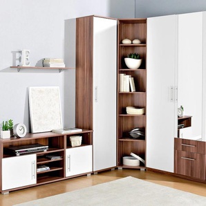 Jugendzimmer-Set PRIESS Schlafzimmermöbel-Sets Gr. mit 2-trg. Kleiderschrank, weiß (nussbaumfarben/weiß) Baby Kleiderschrank, Regalelement, Wäscheschrank, Sideboard und Wandregal