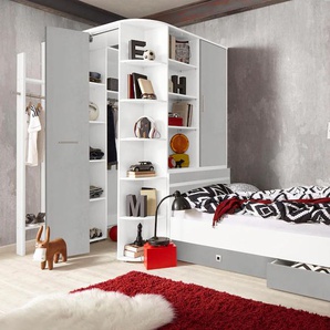 Jugendzimmer-Set WIMEX Joker Kleiderschrank mit Garderobe, Bett und Stauraumschubladen Schlafzimmermöbel-Sets grau (weiß, betonfarben lichtgrau) Baby Komplett-Kinderzimmer