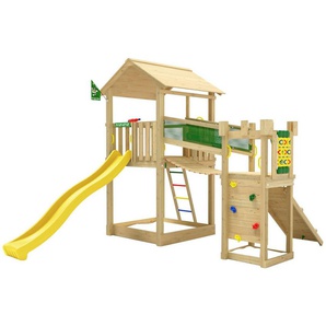 Jungle Gym Spielturm Fortress, Spielanlage mit 2 Türmen, Brücke und Rutsche mit Wasseranschluss