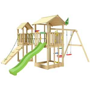 Jungle Gym Spielturm Nova, Spielanlage mit 2 Türmen, Schaukel und Rutsche mit Wasseranschluss