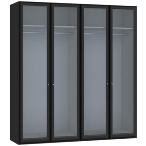 Jutzler Drehtürenschrank, Schwarz, Holzwerkstoff, 2 Fächer, 203x220x59 cm, Typenauswahl, Beimöbel erhältlich, umfangreiches Zubehör in verschiedenen Holzarten Größen Holzdekoren individuell planbar, Schlafzimmer, Kleiderschränke, Drehtürenschränke