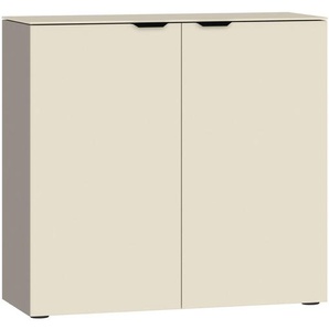 Jutzler Kommode, Weiß, Hellbraun, Holzwerkstoff, 2 Fächer, 90x87x43 cm, Typenauswahl, Beimöbel erhältlich, in verschiedenen Größen Abdeckplatte aus Glas, Garderobe, Garderoben Kommoden