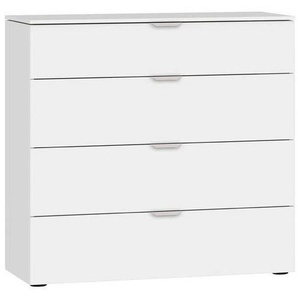 Jutzler Kommode, Weiß, Metall, 4 Schubladen, 90x87x43 cm, Typenauswahl, in verschiedenen Größen erhältlich, Abdeckplatte aus Glas, Wohnzimmer, Kommoden & Sideboards, Kommoden