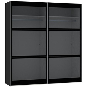 Jutzler Schwebetürenschrank, Schwarz, Holzwerkstoff, 2 Fächer, 203x220x65 cm, Typenauswahl, Beimöbel erhältlich, umfangreiches Zubehör in verschiedenen Holzarten Größen Holzdekoren individuell planbar, individuelle Frontgestaltung, Schlafzimmer,