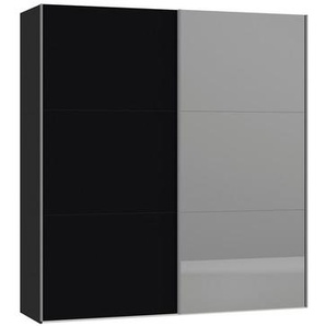 Jutzler Schwebetürenschrank, Schwarz, Metall, 2 Fächer, 203x220x65 cm, TÜV-geprüft, Typenauswahl, Beimöbel erhältlich, umfangreiches Zubehör in verschiedenen Holzarten Größen Holzdekoren individuell planbar, individuelle Frontgestaltung, Schlafzimmer,