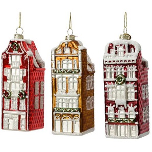 Kaemingk Ornament Haus aus Glas - 3 Sort.