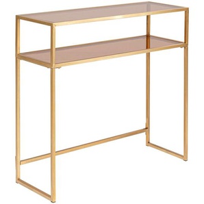 Kare-Design Konsolentisch, Gold, Hellbraun, Metall, Glas, 30x80x85 cm, Wohnzimmer, Wohnzimmertische, Konsolentische