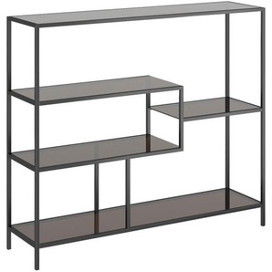 Kare-Design Regal, Anthrazit, Schwarz, Glas, 5 Fächer, 115x100x30 cm, Arbeitszimmer, Büroregale, Bücherregale