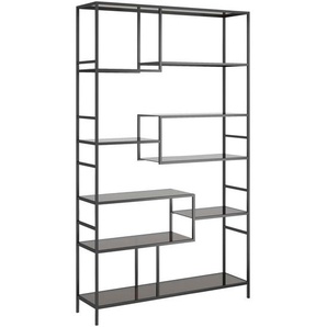 Kare-Design Regal, Anthrazit, Schwarz, Glas, 9 Fächer, 115x195x30 cm, Arbeitszimmer, Büroregale, Bücherregale